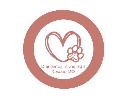 Diamonds in the Ruff Rescue logo - local rescue partner supported by Doggy Doods in St. Charles County, Missouri.